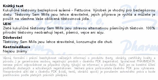 Bezlepkov kuku.tstoviny SamMills 500g Fettucine
