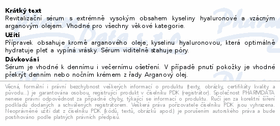 RYOR Arganov Revital. srum s kys.hyalur. 50ml
