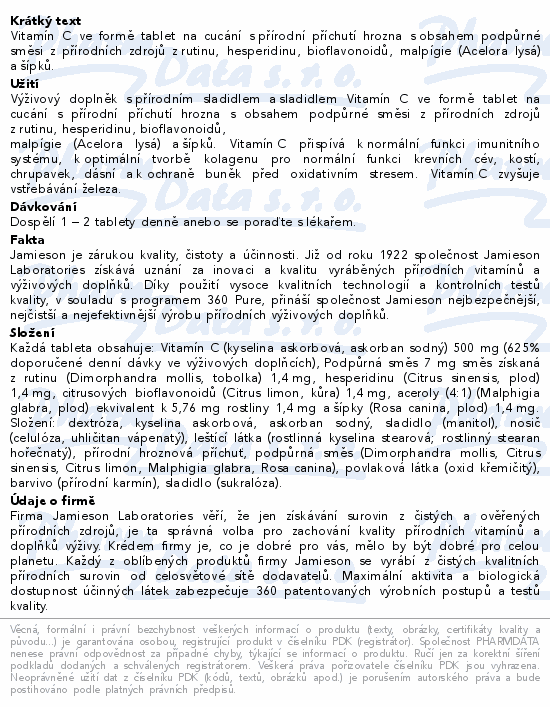 JAMIESON Vitamn C 500mg hrozn.vno cucac tbl.120