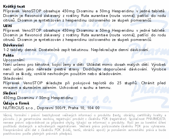 VenoSTOP Diosmin 450mg-Hesperidin 50mg tbl.60