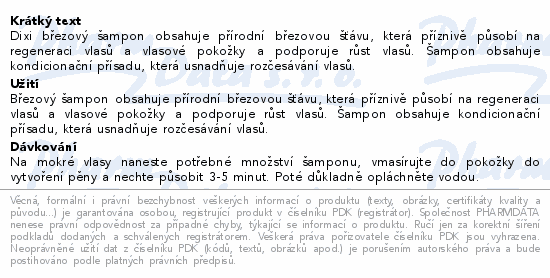 Dixi bezov ampon podporujci rst vlas 400ml