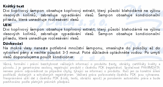 Dixi kopivov ampon proti vypadvn vlas 400ml