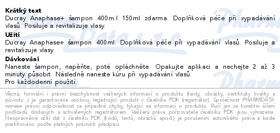 DUCRAY Anaphase+ ampon-vypadvn vlas 400ml