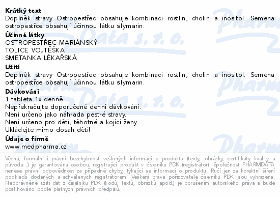 MedPharma Ostropestec (Silymarin 200mg) tbl.37