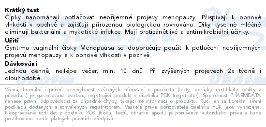 Fytofontana Gyntima vaginl.pky Menopausa 10ks