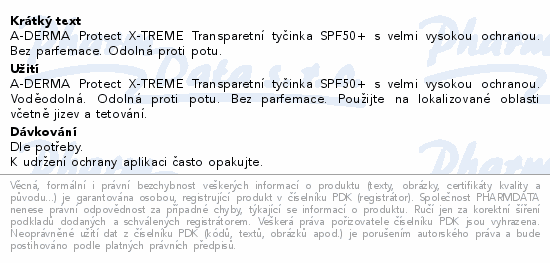 A-DERMA Protect X-TREME Transp.tyinka SPF50+ 8g