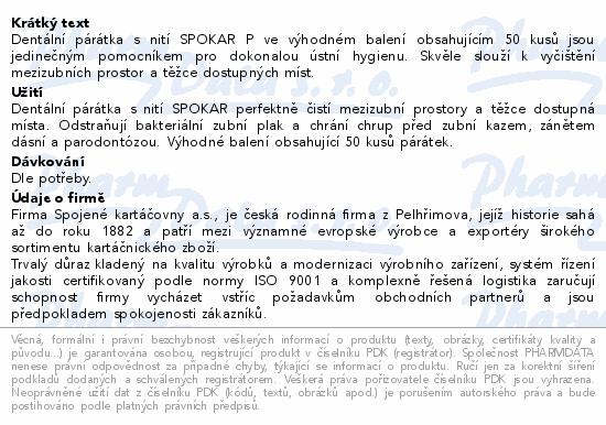 SPOKAR P dentln prtka s nit 50ks