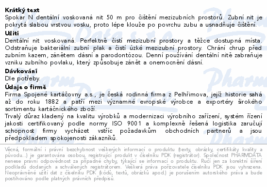 SPOKAR N dentln nit voskovan 50m