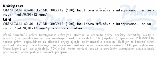 Inj.stk.ins.1ml-30x12-U40 Omnican 100ks 9161627