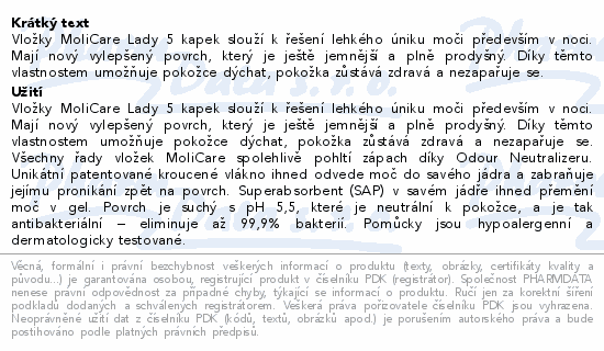 MoliCare Premium Lady 5 kapek ink.vloky 14ks