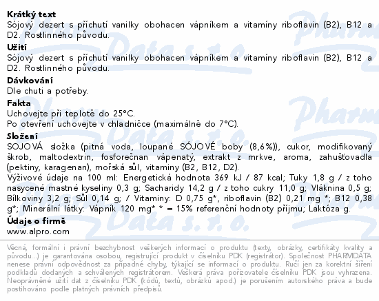 Alpro Sjov dezert s vanilkovou pchut 125g