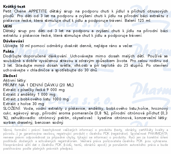 Petit Chne Appetite 125ml