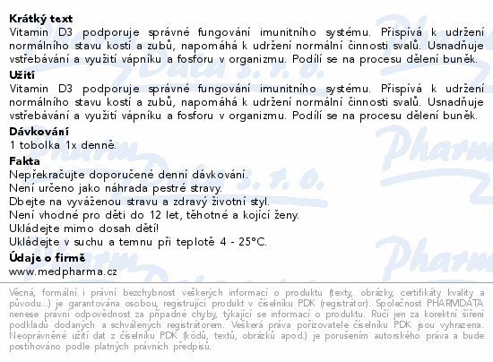 MedPharma Vitamin D3 1000 I.U. tob.107