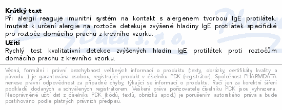 Imutest Autotest na alergie Roztoi