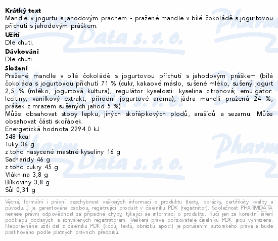 Mixit Mandle v jogurtu s jahodovm prachem 240g