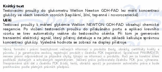 Wellion NEWTON GDH-FAD testovac prouky 50ks