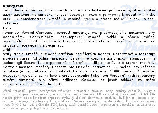 Tonometr digi.VerovalCompact+connect pan+adaptr