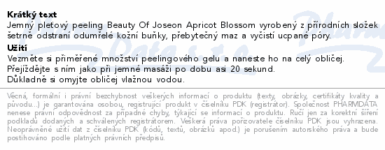 Beauty of Joseon Apricot peelingov gel 100ml