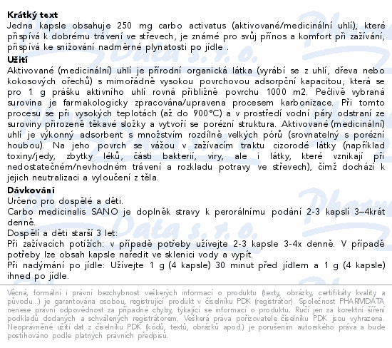 Carbo medicinalis SANO cps.20