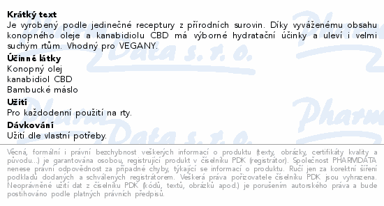 Jelen lj CARE konopn s CBD hydratan