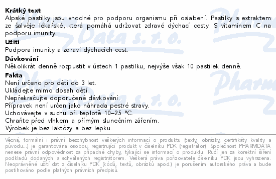 Cemio Alpsk pastilky alvj a vitamin C past.20