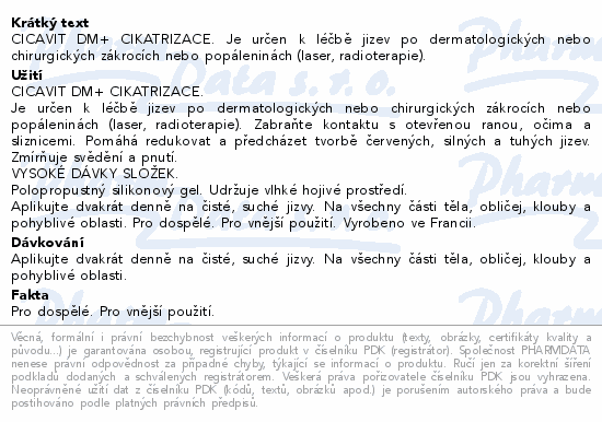 SVR Cicavit DM+ Cicatrices Silikon.gel na jizvy15g