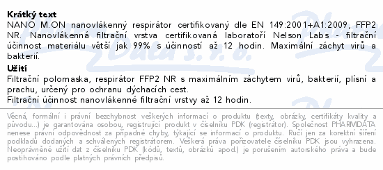 NANO M.ON nanovlkenn respirtor FFP2 bl 25ks