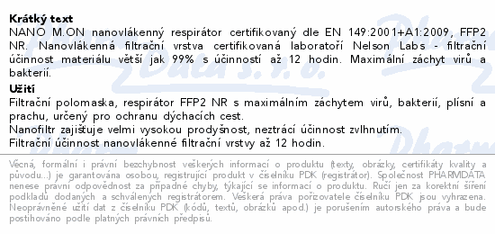 NANO M.ON nanovlkenn respirtor FFP2 ern 25ks