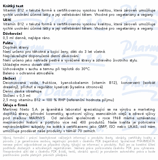 MARNYS Vitamn B12 tekut 30ml