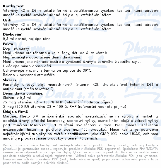 MARNYS Vitamn K2+D3 tekut 30ml