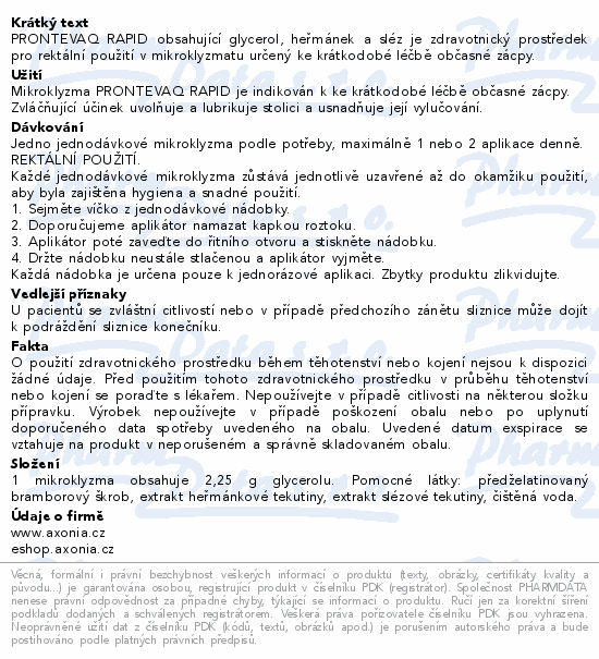 Prontevaq  RAPID mikroklyzma dti 6x3g