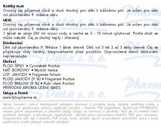 Dtsk ovocn.aj lesn sms 9m+ 20x1.5g Fytopharma