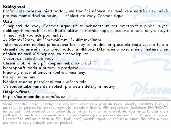 Cosmos aqua nplast do vody 3 velikosti 10ks