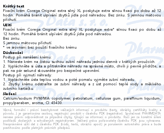 Corega Original Extra siln fixan krm XL 70g