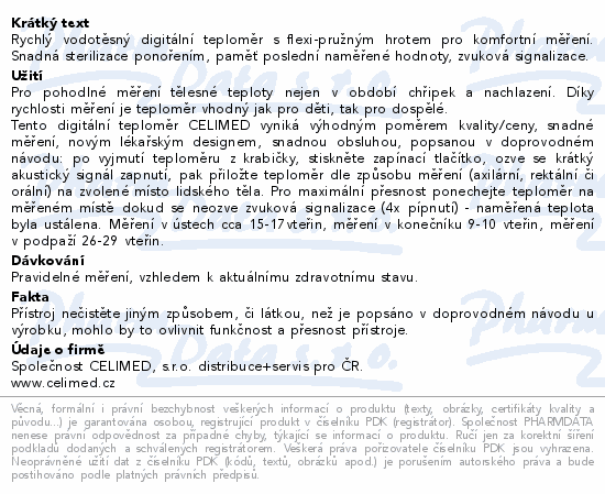 Teplomr digitln CELIMED Profi Temp flexi-hrot