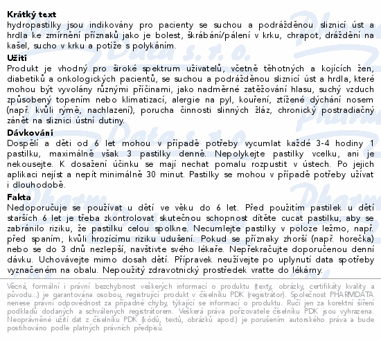 hydropastilky tee bez cukru 20ks Generica