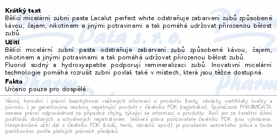 Lacalut perfect white micelrn zubn pasta 75ml