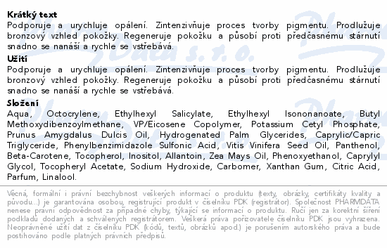 Dermacol Opalovac mlko urychlujc SPF20 200ml