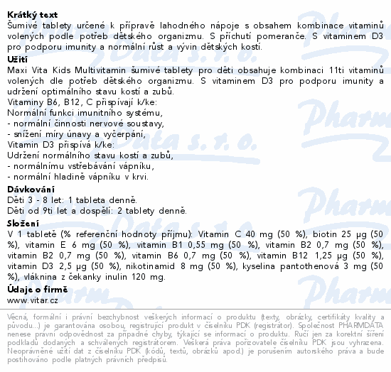 Maxi Vita Kids Multivitamin pomeran tbl.eff.20