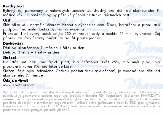 Apotheke Pohdkov dtsk aj Dch.cestyBIO20x1.5g