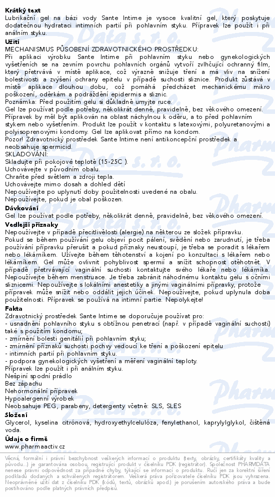Lubrikan gel Sante Intime 100ml