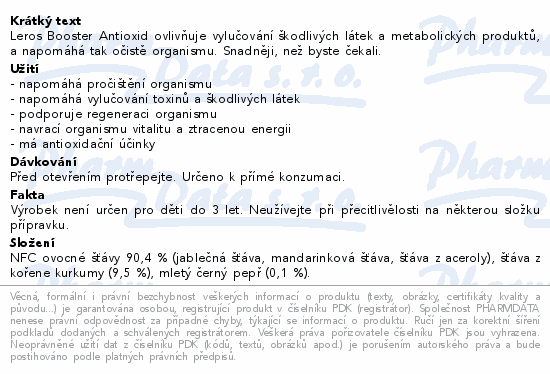 LEROS Antioxid Booster kurkuma&pep 100ml