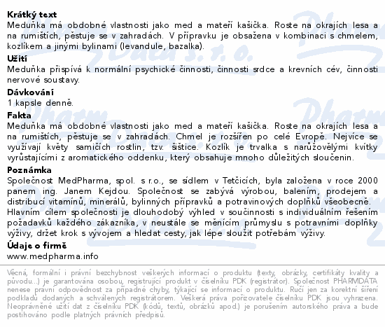 MedPharma Meduka+chmel+kozlk tbl.67