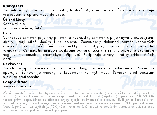 Cannaderm Natura ampon na norm.a mast.vlasy 200ml