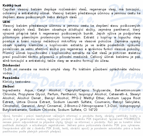 Capillan vlasov balzm 200 ml