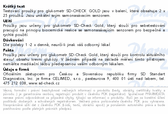 Prouky diagnostick SD-Check Gold 2x25ks