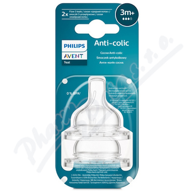 AVENT Dudlk Anti-colic 3 stedn prtok 2ks 3m+