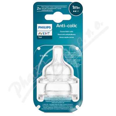 AVENT Dudlk Anti-colic 2 pomal prtok 2ks 1m+