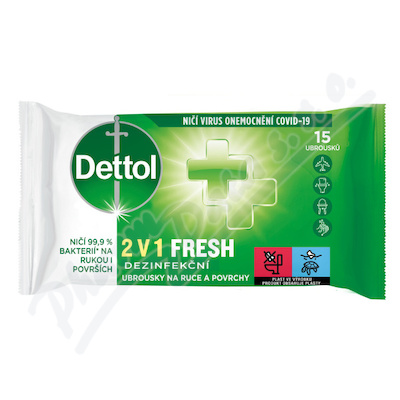 DETTOL Dezinfekn ubrousky 2v1 Fresh 15ks