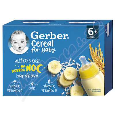 Gerber Cereal Ml.s ka dob.noc bann.2x200ml 6M+